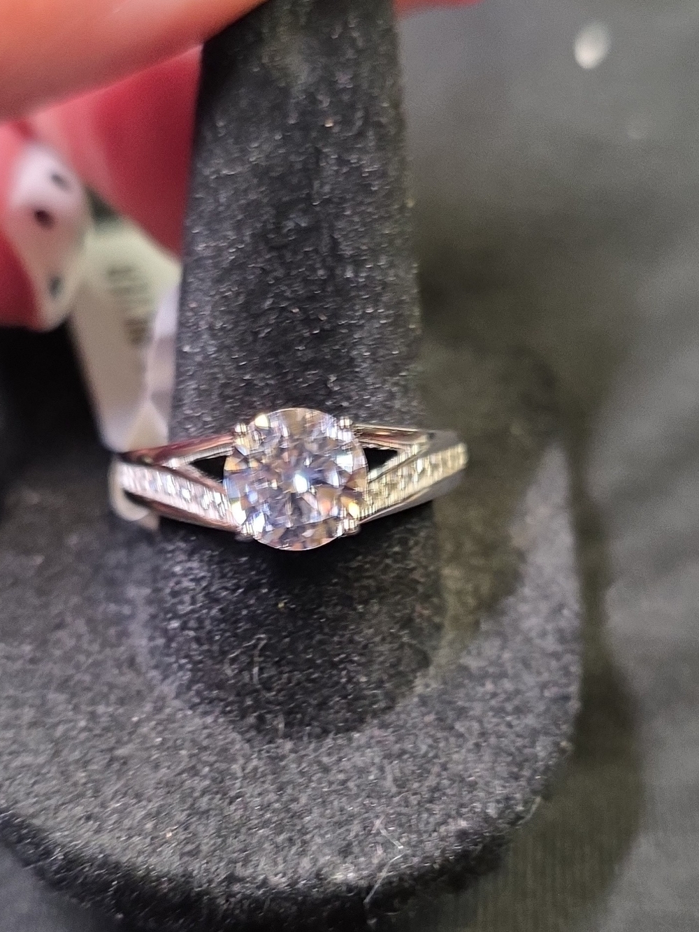 Sterling Silver Round CZ Split-Shank Engagement Ring - White